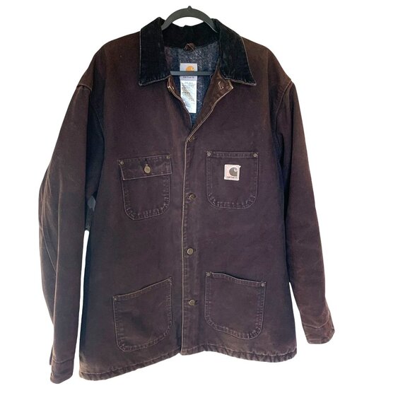 Vintage Carhartt Men's Blanket Lined Chore Coat Loose Fit Brown Work Jacket SzXL - Picture 1 of 5